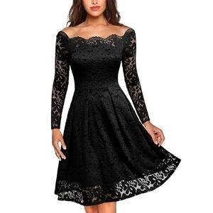 Miss May Retro Gorgeous City Women's 2XL Black Lace Dress Vintage Floral Lace